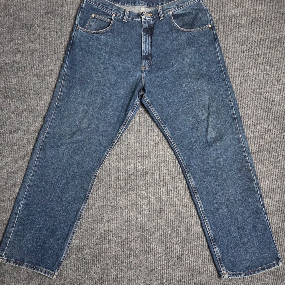 Wrangler Silver Edition Mens‎ Jeans 40x30 Blue Denim Straight Leg Made USA
